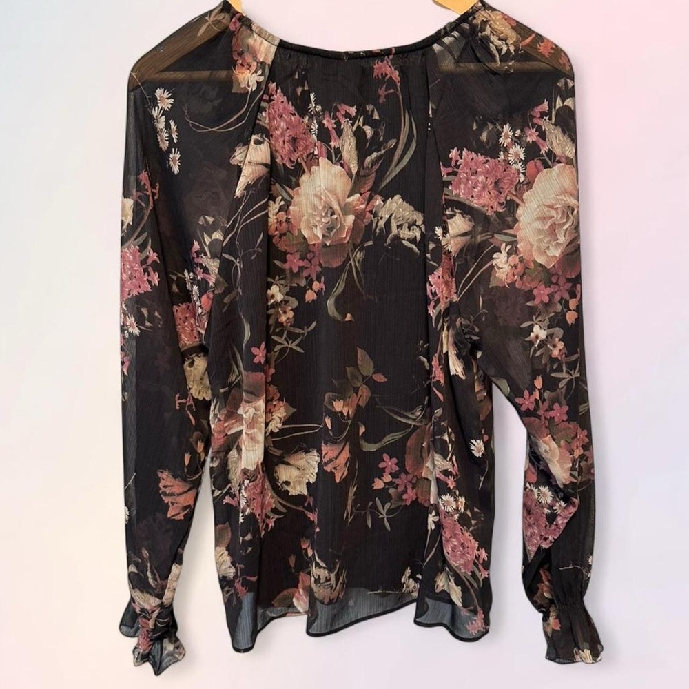 Joie Floral Black Blouse Size L - Picture 4 of 7